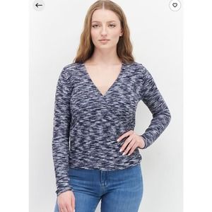 Market & Spruce Blue Marled V-Neck Sweater